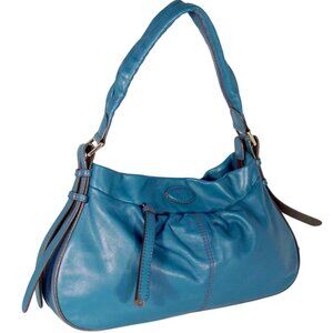 LANCEL Paris Angelina $1200 Teal Leather Hobo Shoulder Bag - MINT